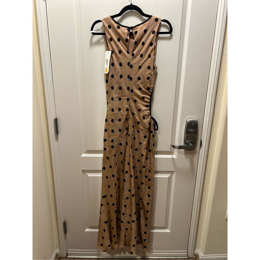 MON RENN LUCINDA MIDI DRESS IN MOCHA POLKA DOT size S NWT$199 - Picture 7 of 11